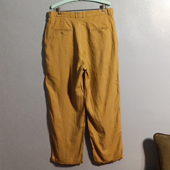 Maltos tan linen & rayon vintage dress slacks 34W - Picture 16 of 17